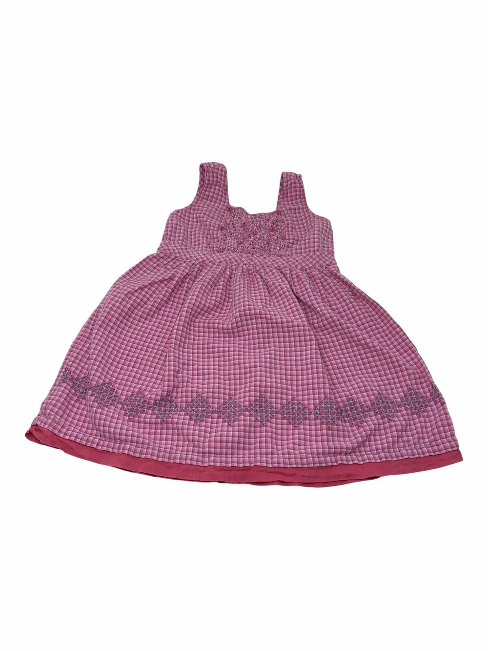 Cornelloki Pink Plaid Smocked Dress Size 2 Sundress April Cornell Embroidered 2T